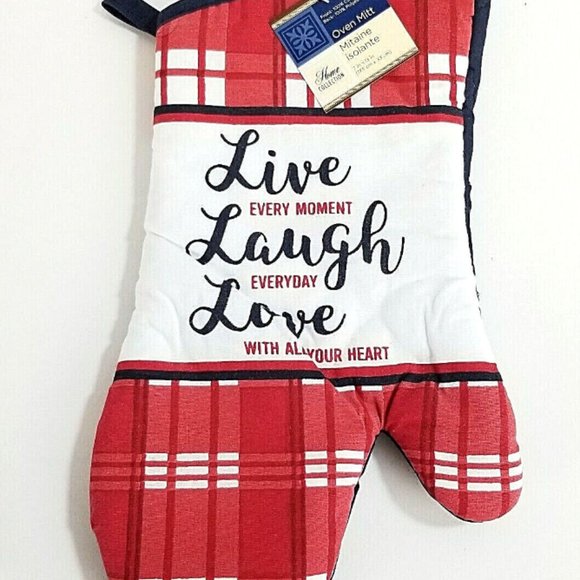 3PC Set Kitchen Oven Mitt & 2 Pot Holders - Live Laugh Love - Picture 2 of 5